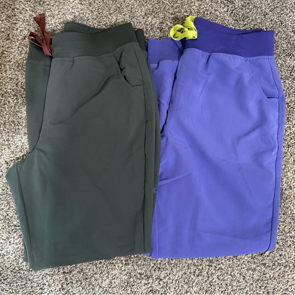 FIGS Olive Green and Purple Scrub Pants Duo